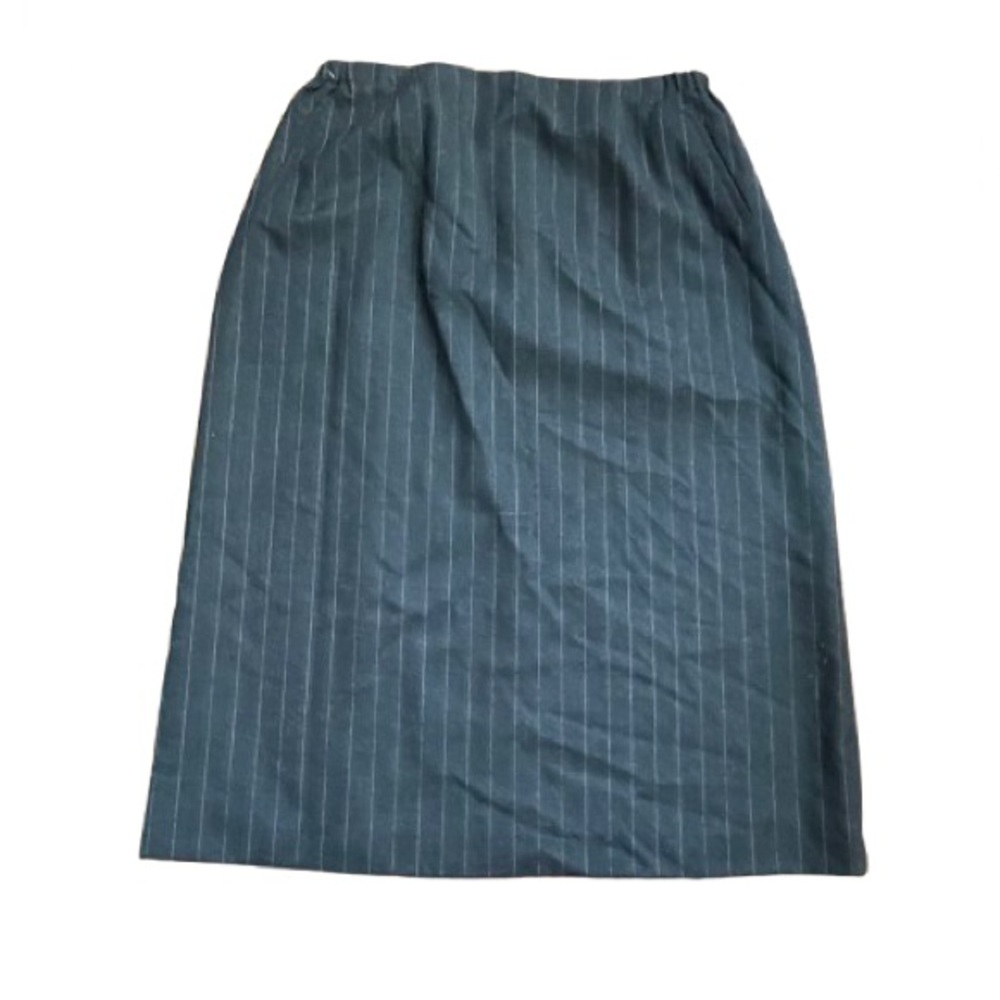 Harve Benard Women’s Plus Wool Grey Pinstripe Midi Skirt 24w